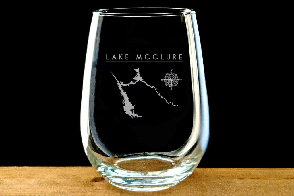 Lake Mcclure Laser Etched Stemless Wine Glass - Houseboat Kings
