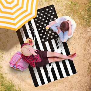 Lake McClure Oversized Beach Towel - Black & White – Personalized Freeform Beach Towel - AOP 