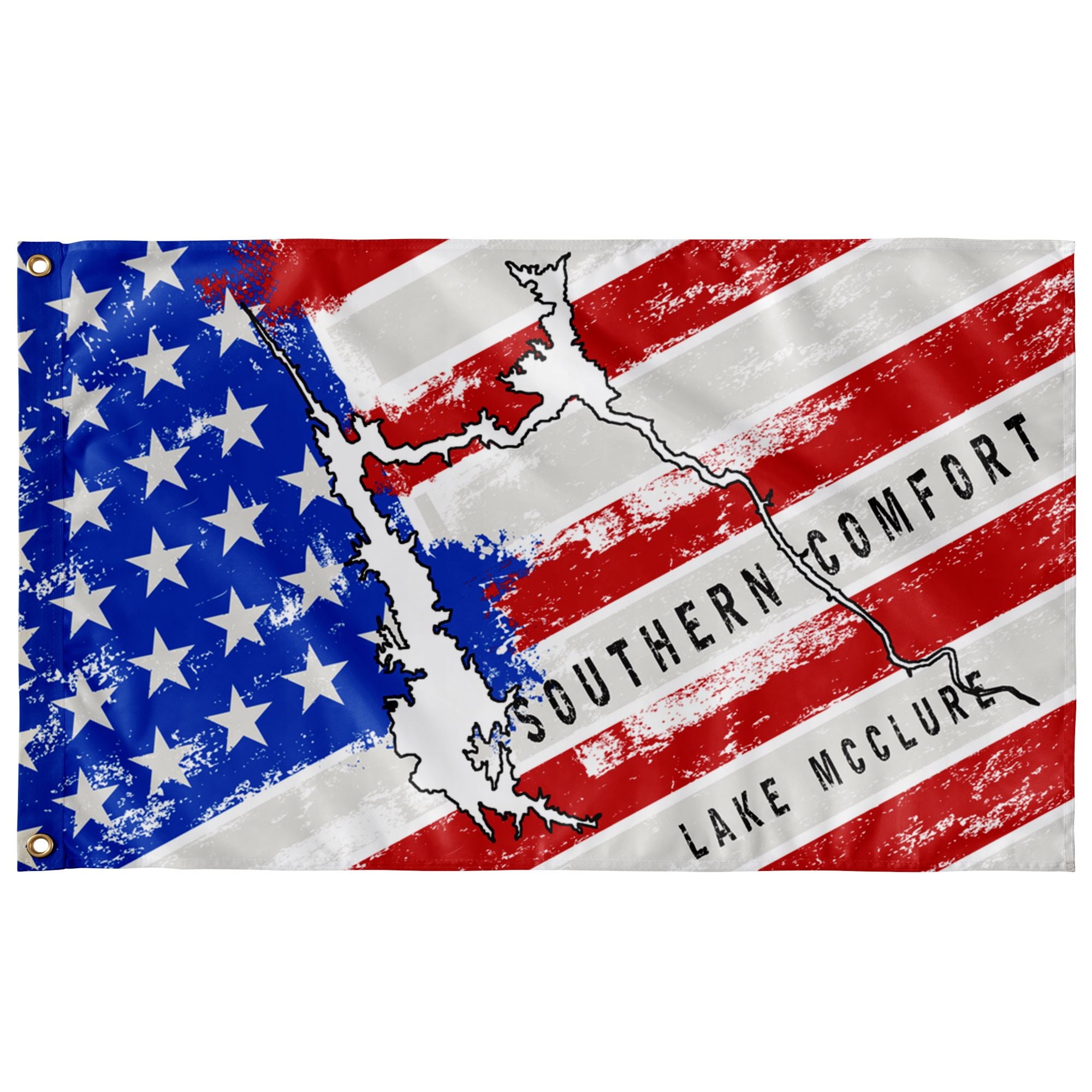 Lake Mclure Southern Comfort American Flag Flags Single Sided 36"x60" 