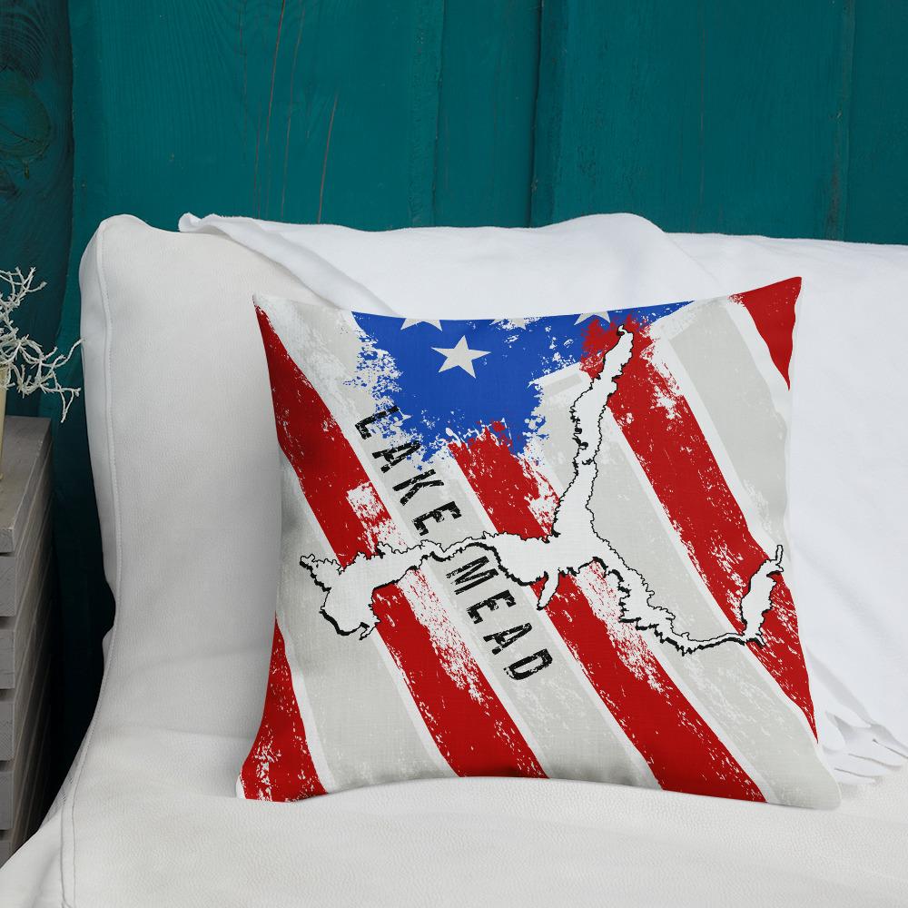 Lake Mead American Flag | Premium Pillow Case w/ stuffing - Houseboat Kings