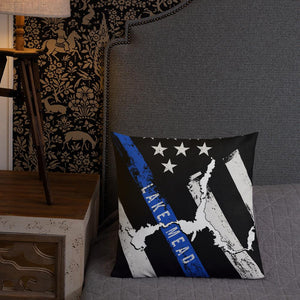 Lake Mead American Flag | Thin Blue Line | Premium Pillow Case w/ stuffing - Houseboat Kings