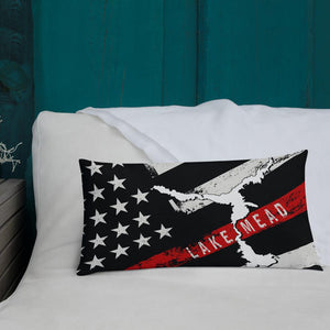 Lake Mead American Flag | Thin Red Line | Premium Pillow Case w/ stuffing - Houseboat Kings