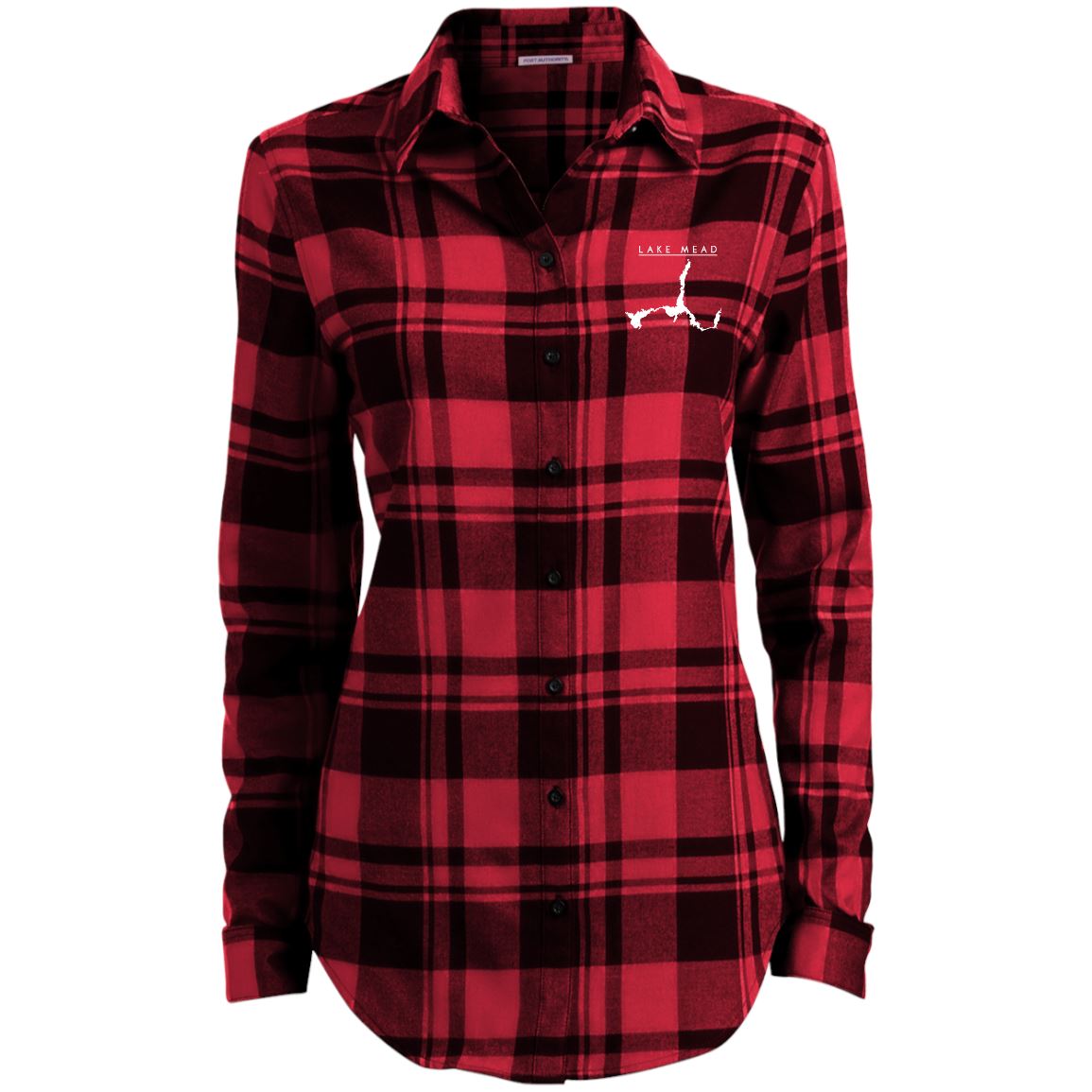 Lake Mead Embroidered Ladies' Plaid Flannel Tunic - Houseboat Kings