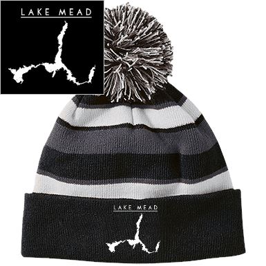 Lake Mead Embroidered Striped Beanie with Pom - Houseboat Kings