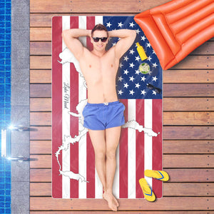 Lake Mead Oversized Beach Towel - Red, White & Blue - Personalized Freeform Beach Towel - AOP 