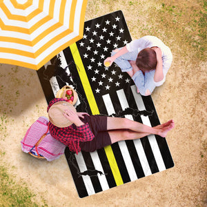 Lake Mead Oversized Beach Towel - Thin Yellow Line – Personalized Freeform Beach Towel - AOP 