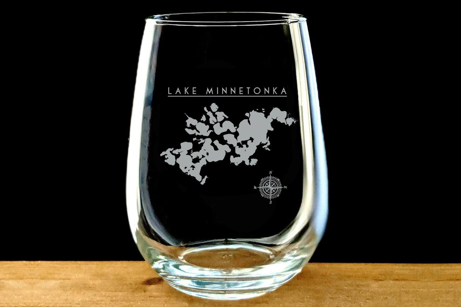Lake Minnetonka Laser Etched Stemless Wine Glass - Houseboat Kings