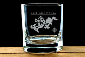 Lake Minnetonka Laser Etched Wisky Glass - Houseboat Kings