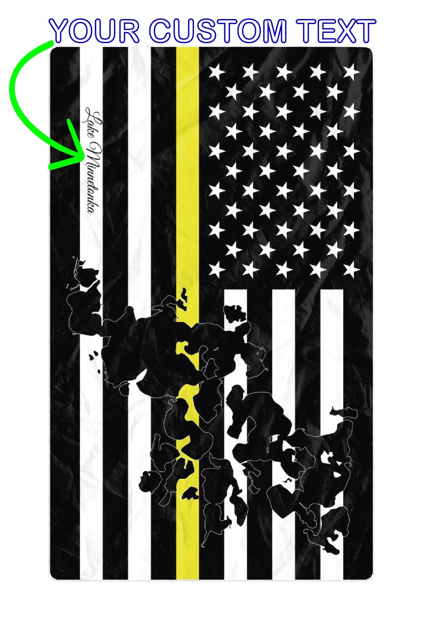 Lake Minnetonka Oversized Beach Towel - Thin Yellow Line – Personalized Freeform Beach Towel - AOP 