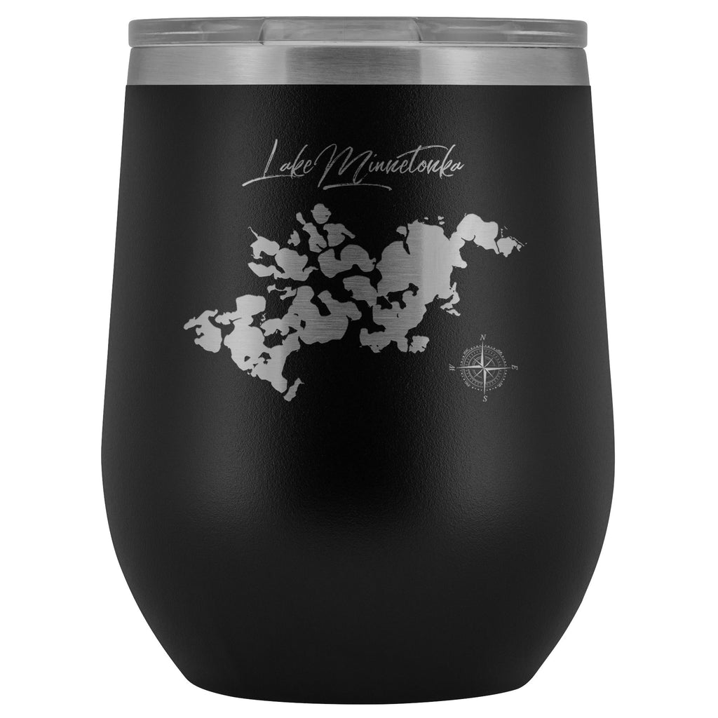 Lake Minnetonka Wine Tumbler | Laser Etched | Extended Lake Map | Lake Gift | Wedding Gift - Houseboat Kings