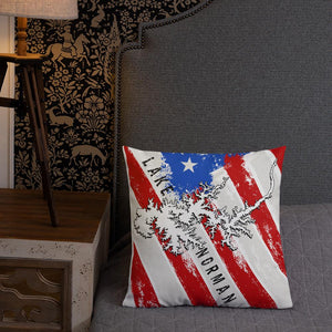 Lake Norman American Flag | Premium Pillow Case w/ stuffing - Houseboat Kings