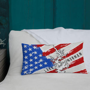 Lake Norman American Flag | Premium Pillow Case w/ stuffing - Houseboat Kings