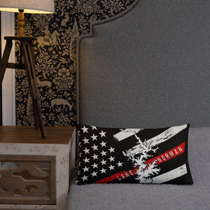 Lake Norman American Flag | Thin Red Line | Premium Pillow Case w/ stuffing - Houseboat Kings