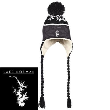 Lake Norman Embroidered Peruvian Hat with Ear Flaps and Braids - Houseboat Kings