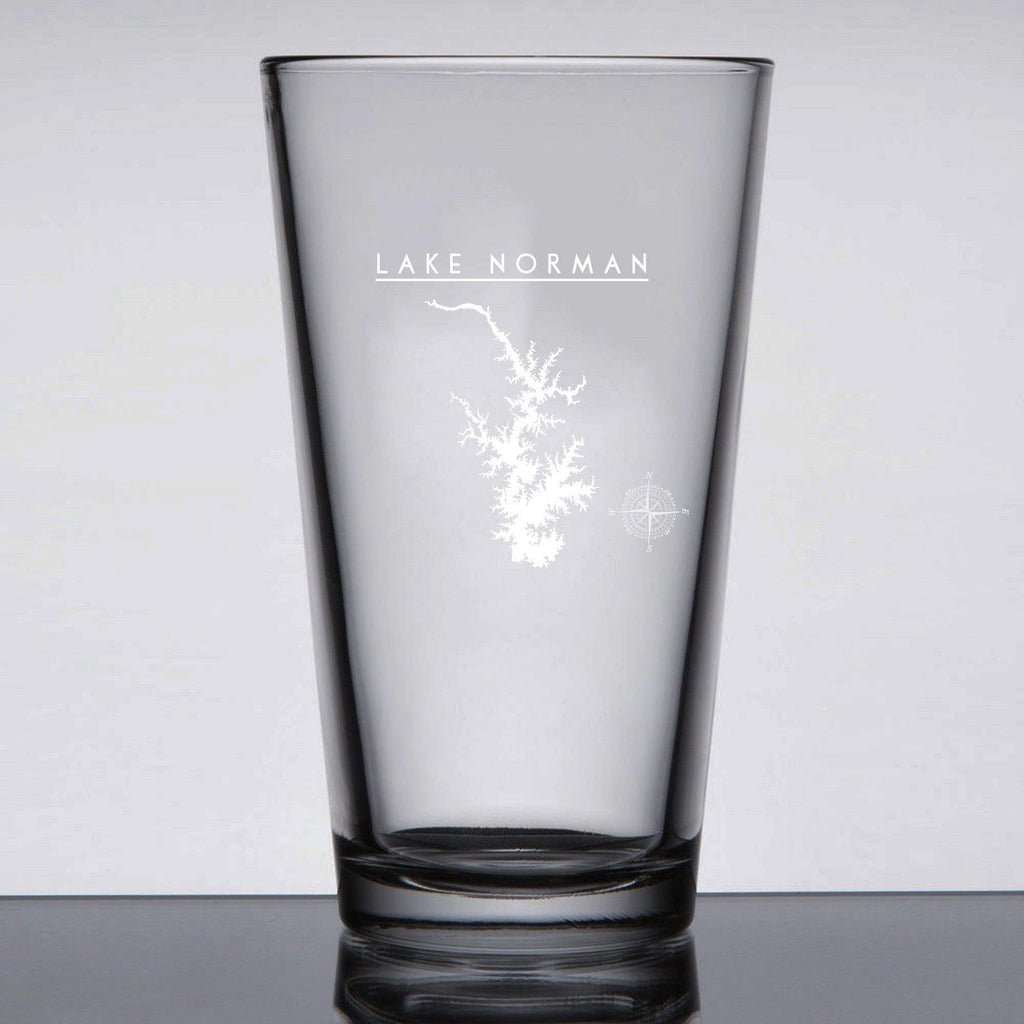 Lake Norman Laser Etched Beer Pint Glass - Houseboat Kings