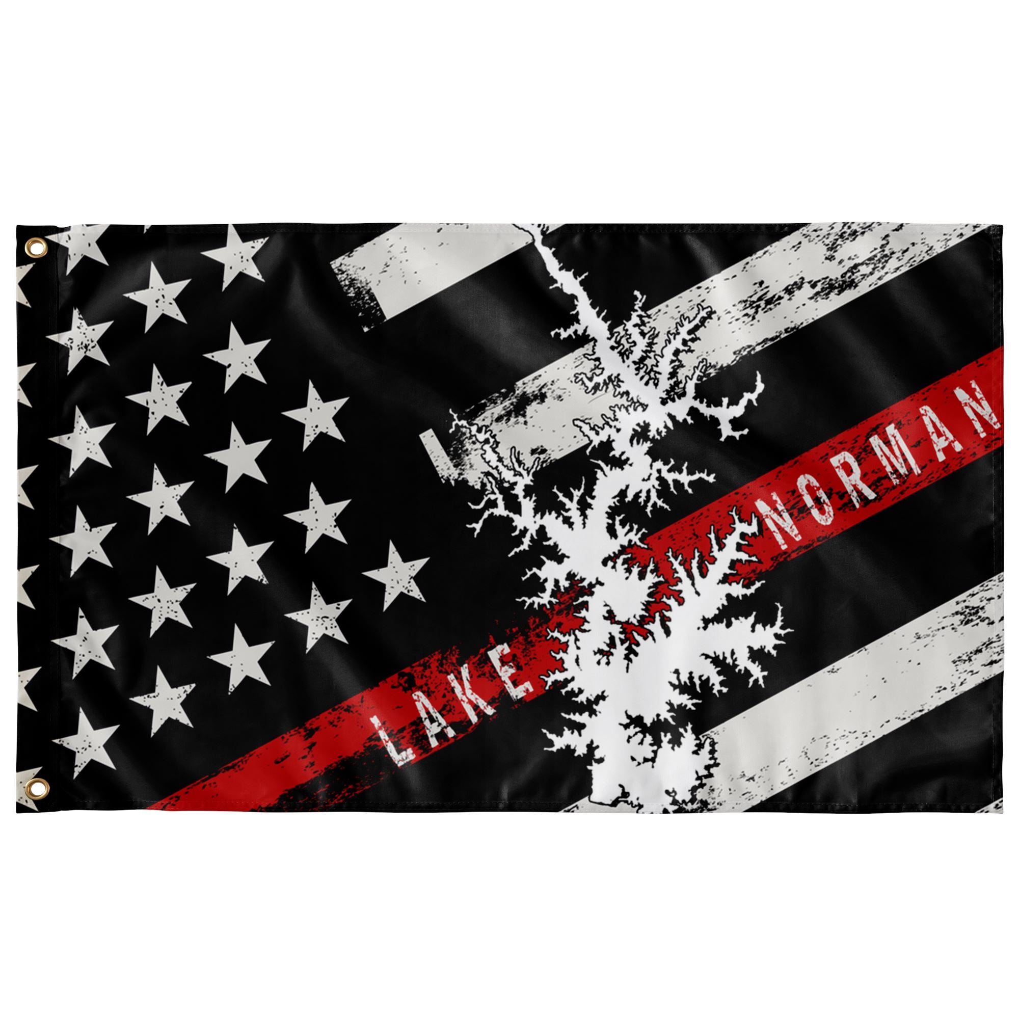 Lake Norman Thin Red Line American Flag - Houseboat Kings