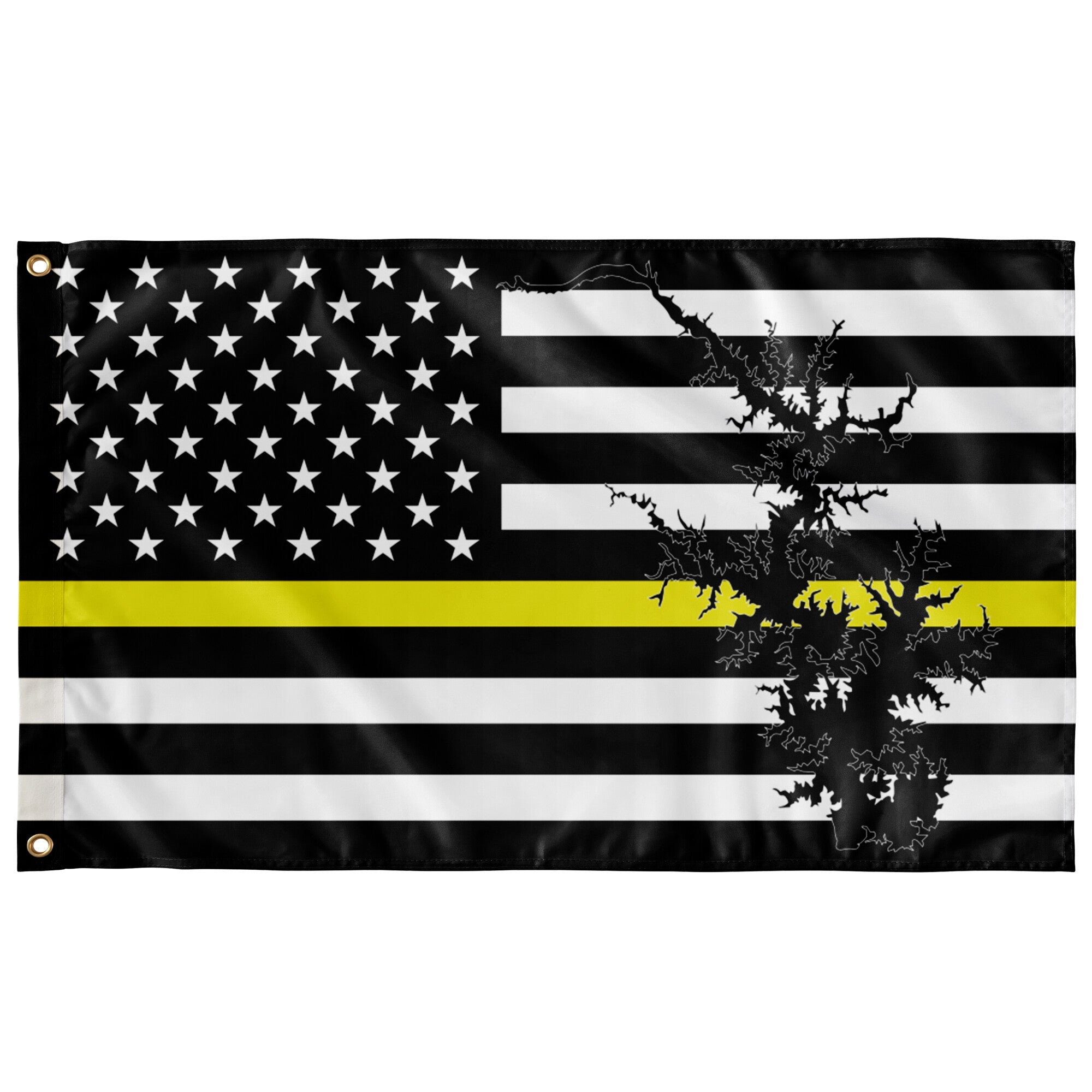 Lake Norman Thin Yellow Line American Boat Flag Wall Art 