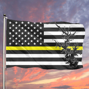 Lake Norman Thin Yellow Line American Boat Flag Wall Art Single Sided - 36"x60" 