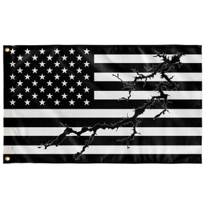 Lake Oconee Black & White American Boat Flag Wall Art 