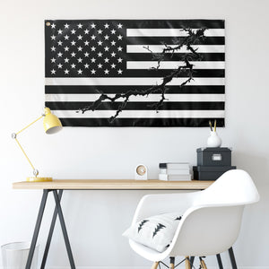 Lake Oconee Black & White American Boat Flag Wall Art 