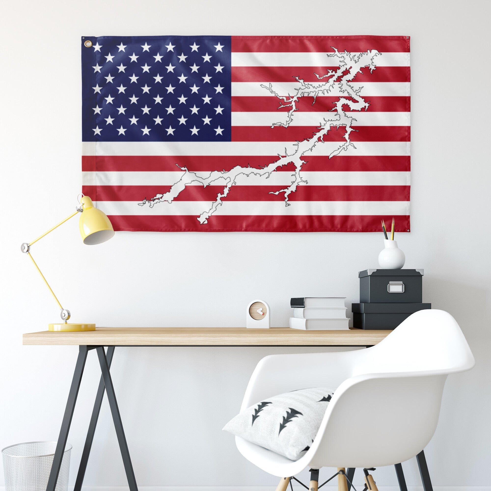 Lake Oconee Red, White & Blue American Boat Flag Wall Art 