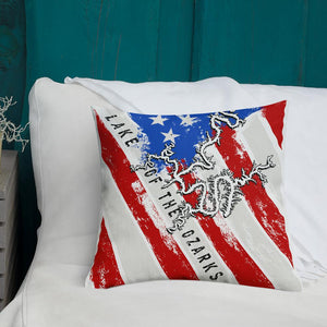 Lake Of The Ozarks American Flag | Premium Pillow Case w/ stuffing - Houseboat Kings