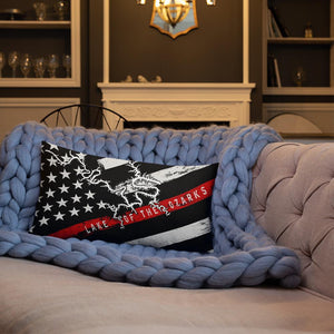 Lake Of The Ozarks American Flag | Thin Red Line | Premium Pillow Case w/ stuffing - Houseboat Kings