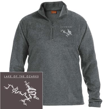Lake Of The Ozarks Embroidered Men's 1/4 Zip Fleece Pullover - Houseboat Kings