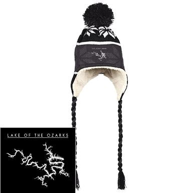 Lake Of The Ozarks Embroidered Peruvian Hat with Ear Flaps and Braids - Houseboat Kings