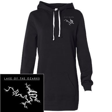 Lake Of The Ozarks Embroidered Women's Hooded Pullover Dress - Houseboat Kings