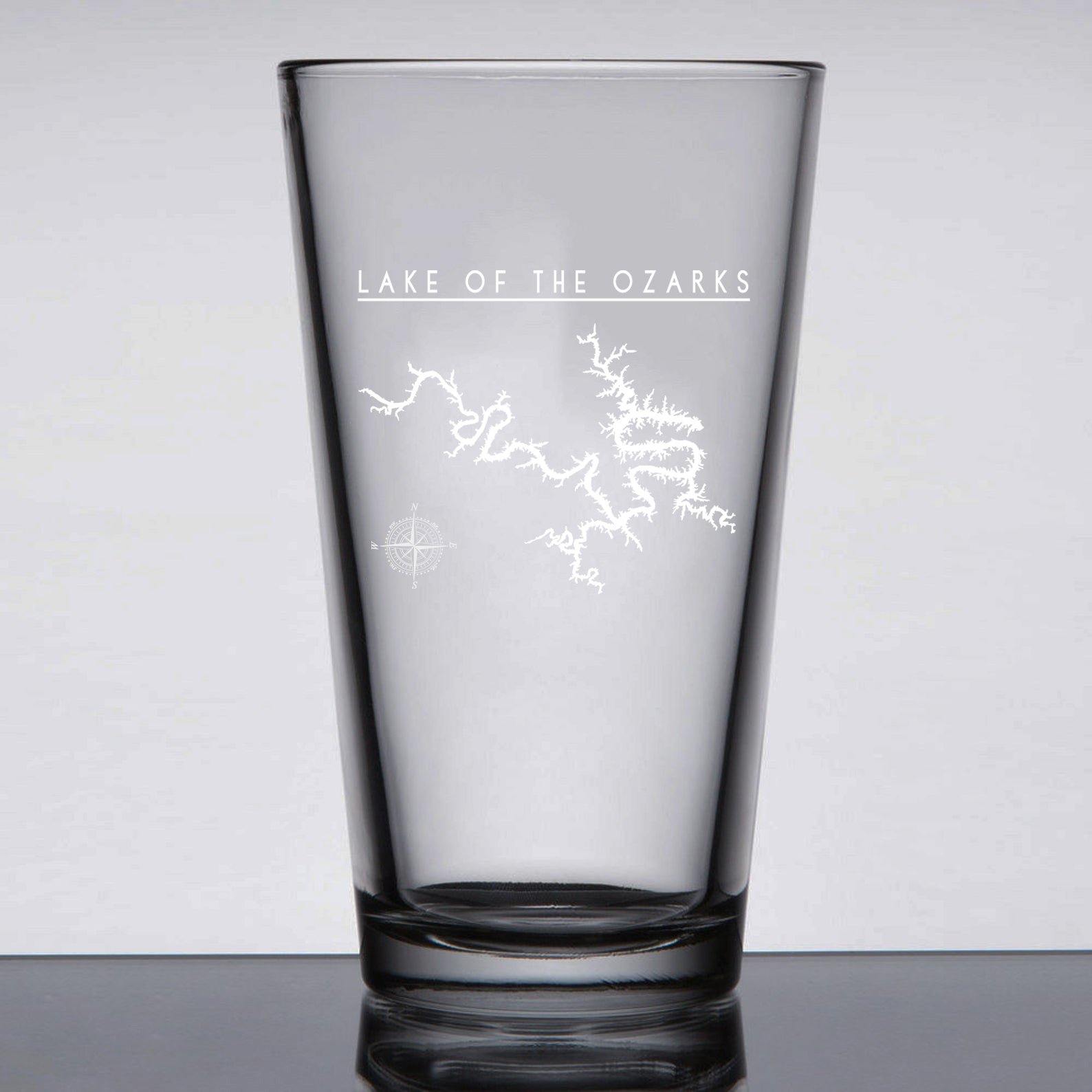 Lake Of The Ozarks Laser Etched Beer Pint Glass - Houseboat Kings