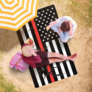 Lake Oroville Oversized Beach Towel - Thin Red Line – Personalized Freeform Beach Towel - AOP 