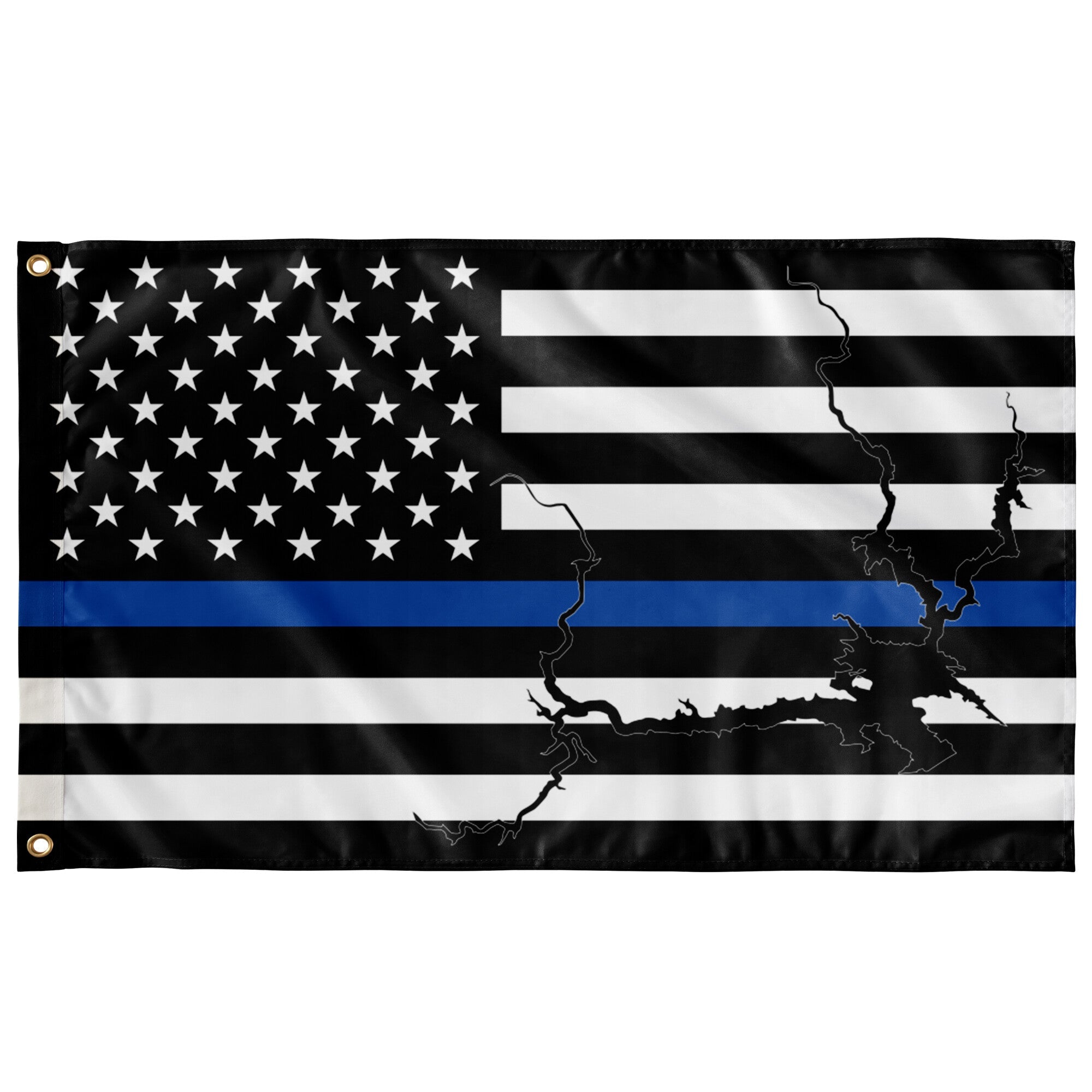 Lake Oroville Thin Blue Line American Boat Flag Wall Art 