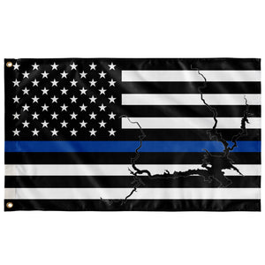Lake Oroville Thin Blue Line American Boat Flag Wall Art 
