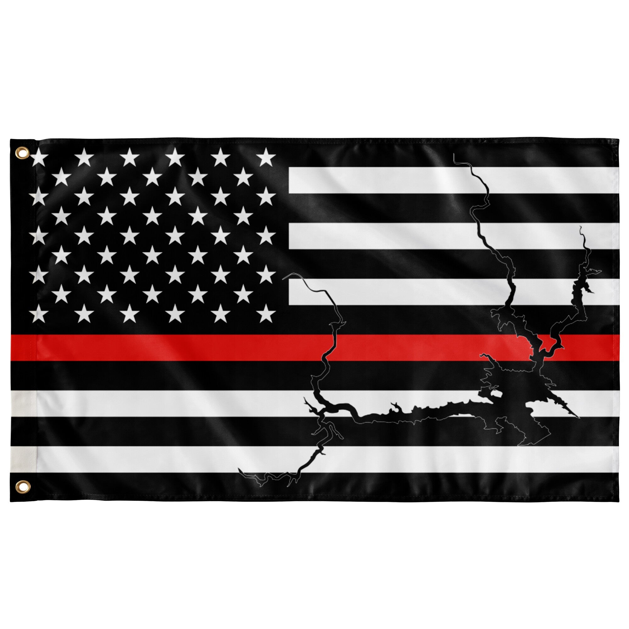 Lake Oroville Thin Red Line American Boat Flag Wall Art 