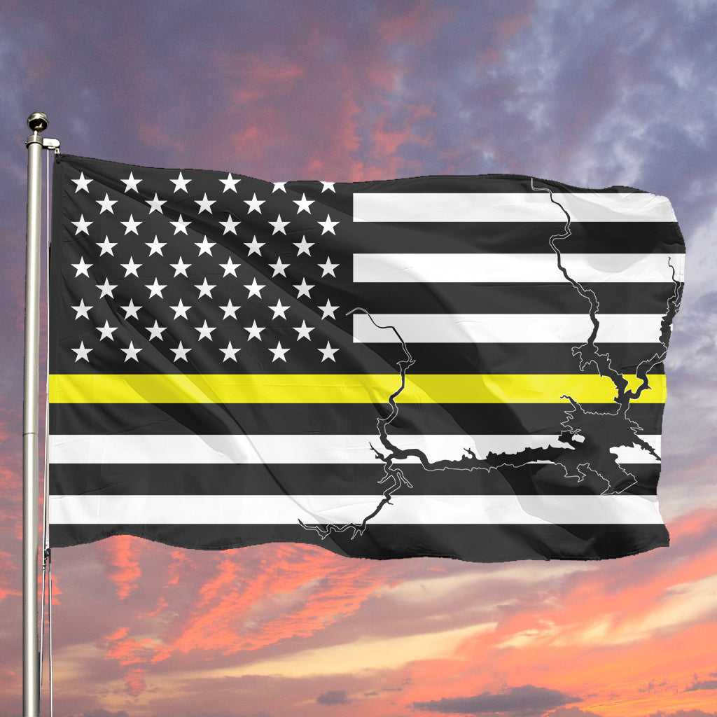 Lake Oroville Thin Yellow Line American Boat Flag Wall Art Single Sided - 36"x60" 