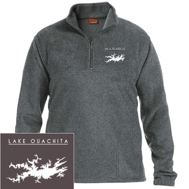 Lake Ouachita Embroidered Men's 1/4 Zip Fleece Pullover - Houseboat Kings