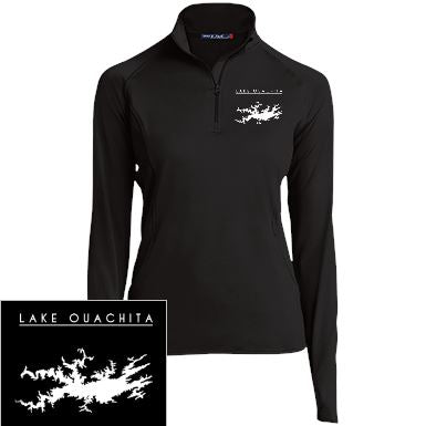Lake Ouachita Embroidered Sport-Tek Women's 1/2 Zip Performance Pullover | Thumb Holes - Houseboat Kings