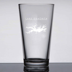 Lake Ouachita Laser Etched Beer Pint Glass - Houseboat Kings