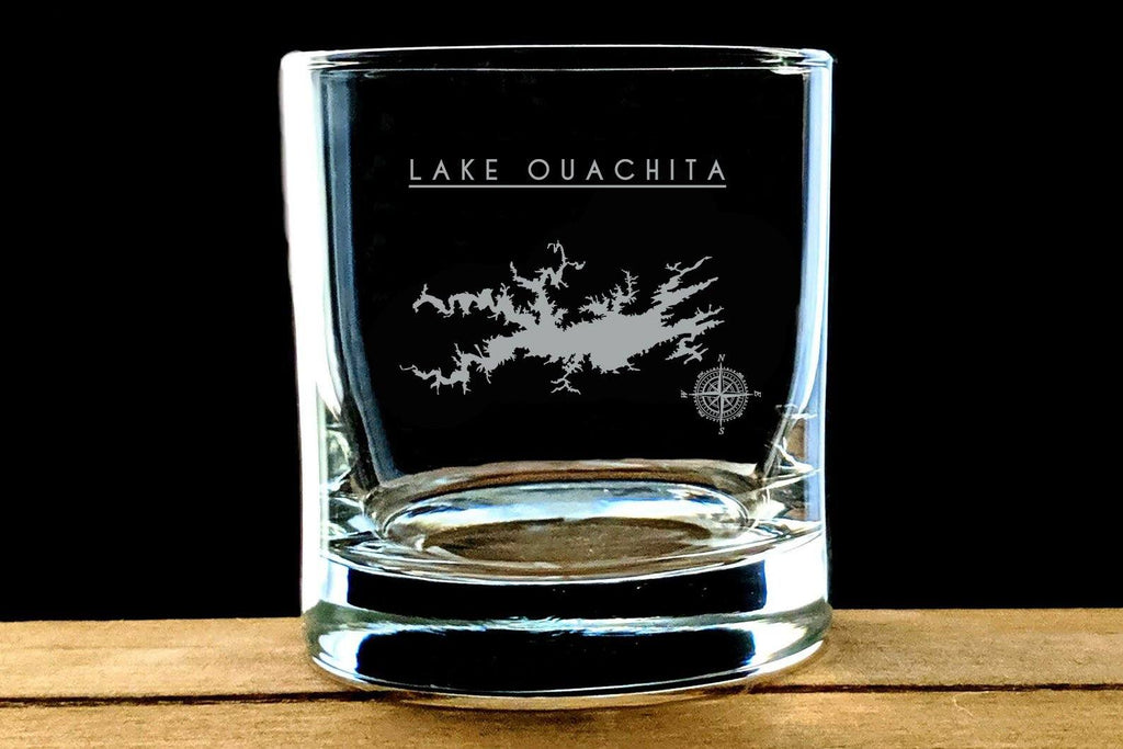 Lake Ouachita Laser Etched Wisky Glass - Houseboat Kings