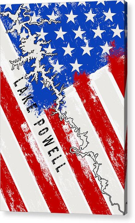 Lake Powell American Flag - Acrylic Print - Houseboat Kings