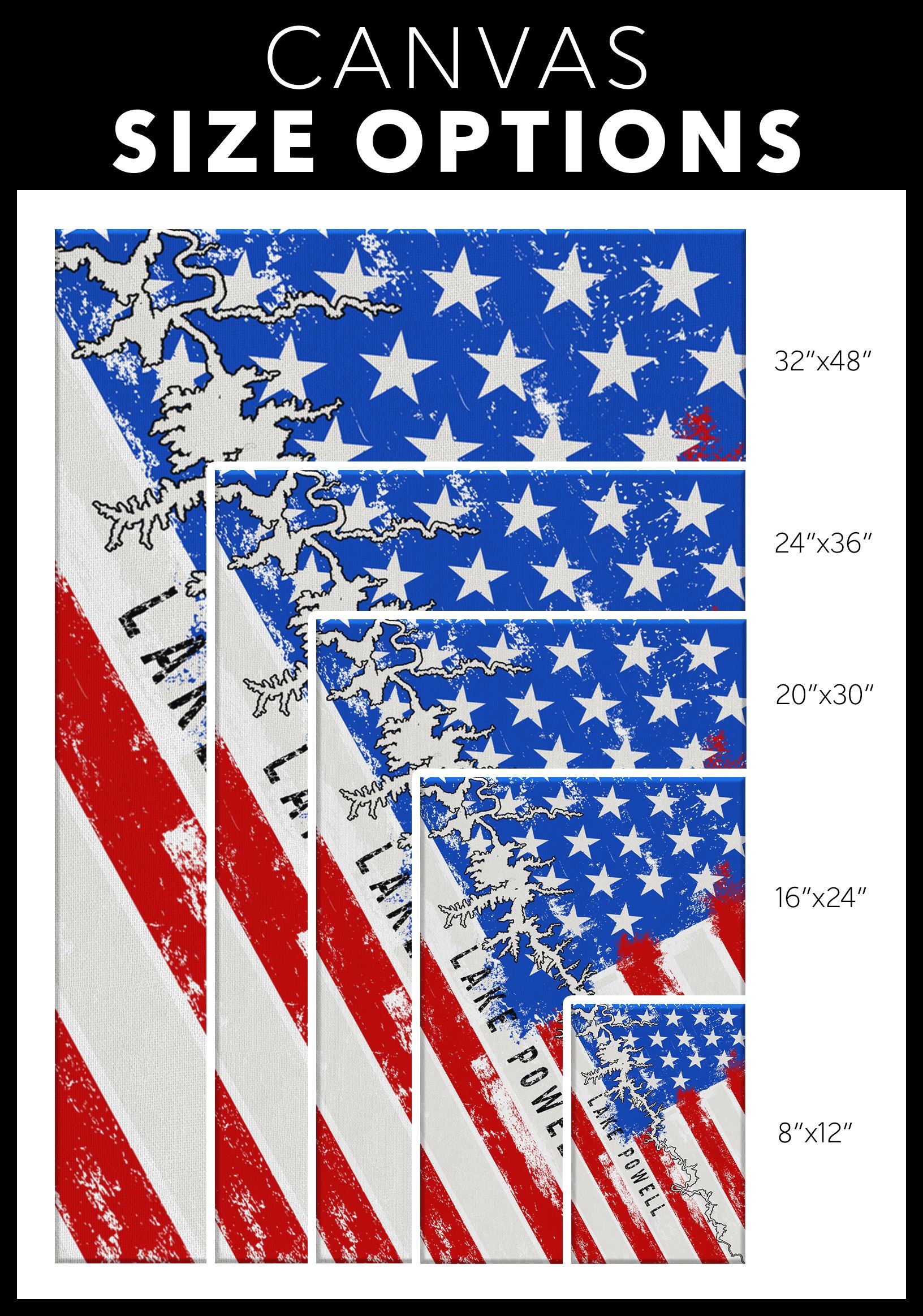 Lake Powell American Flag Canvas Print - Houseboat Kings