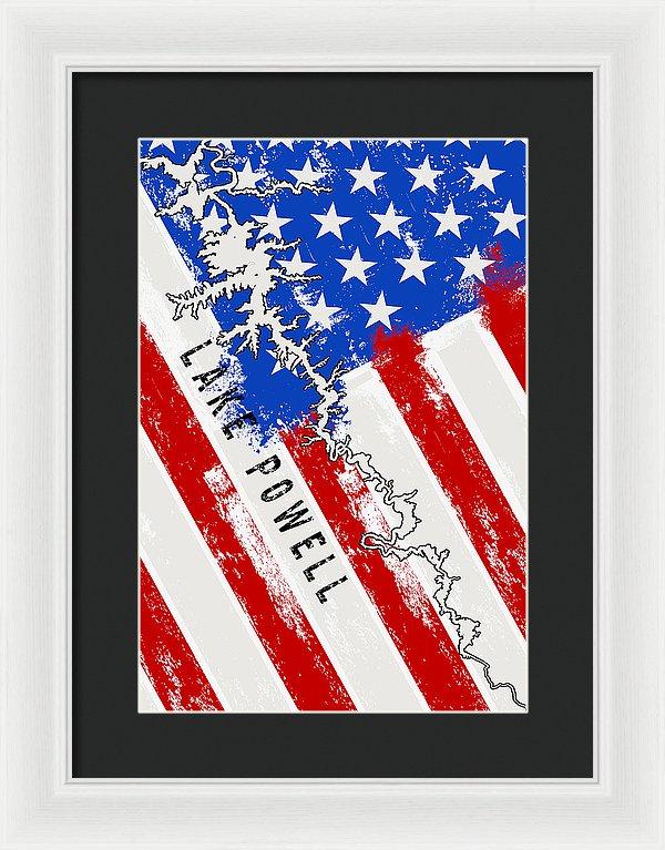 Lake Powell American Flag - Framed Print - Houseboat Kings
