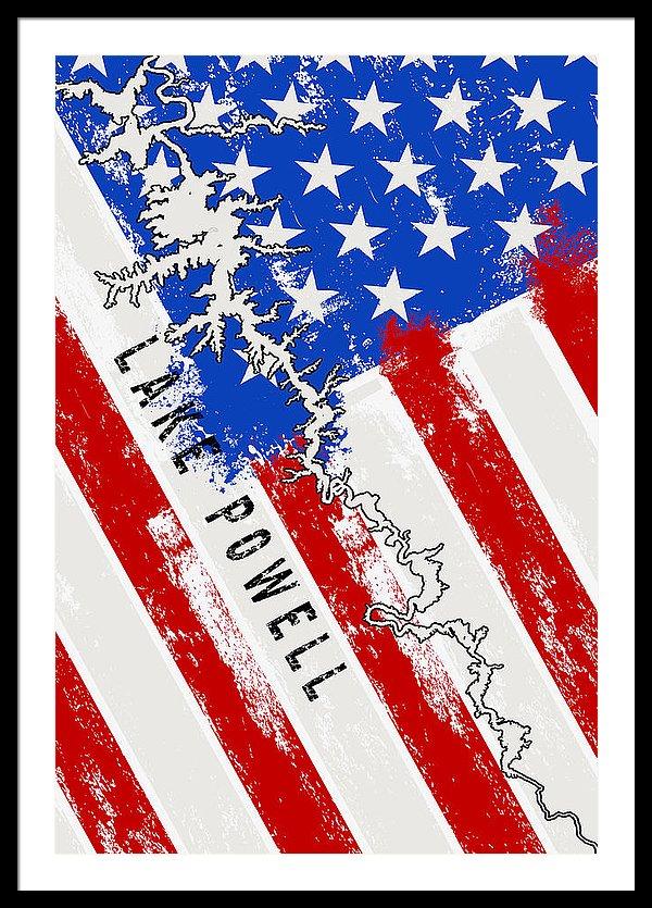 Lake Powell American Flag - Framed Print - Houseboat Kings