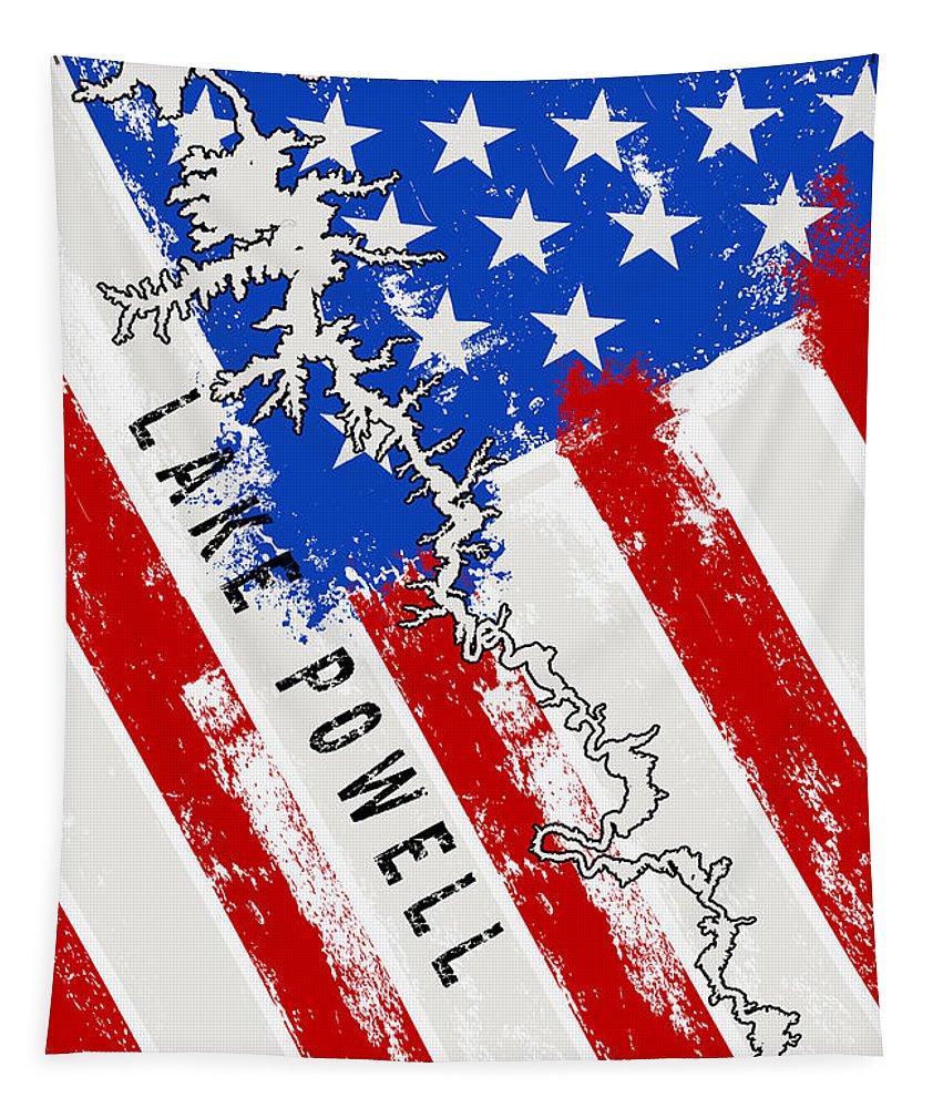 Lake Powell American Flag - Tapestry - Houseboat Kings