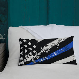 Lake Powell American Flag | Thin Blue Line | Premium Pillow Case w/ stuffing - Houseboat Kings