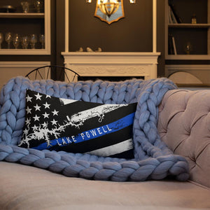 Lake Powell American Flag | Thin Blue Line | Premium Pillow Case w/ stuffing - Houseboat Kings