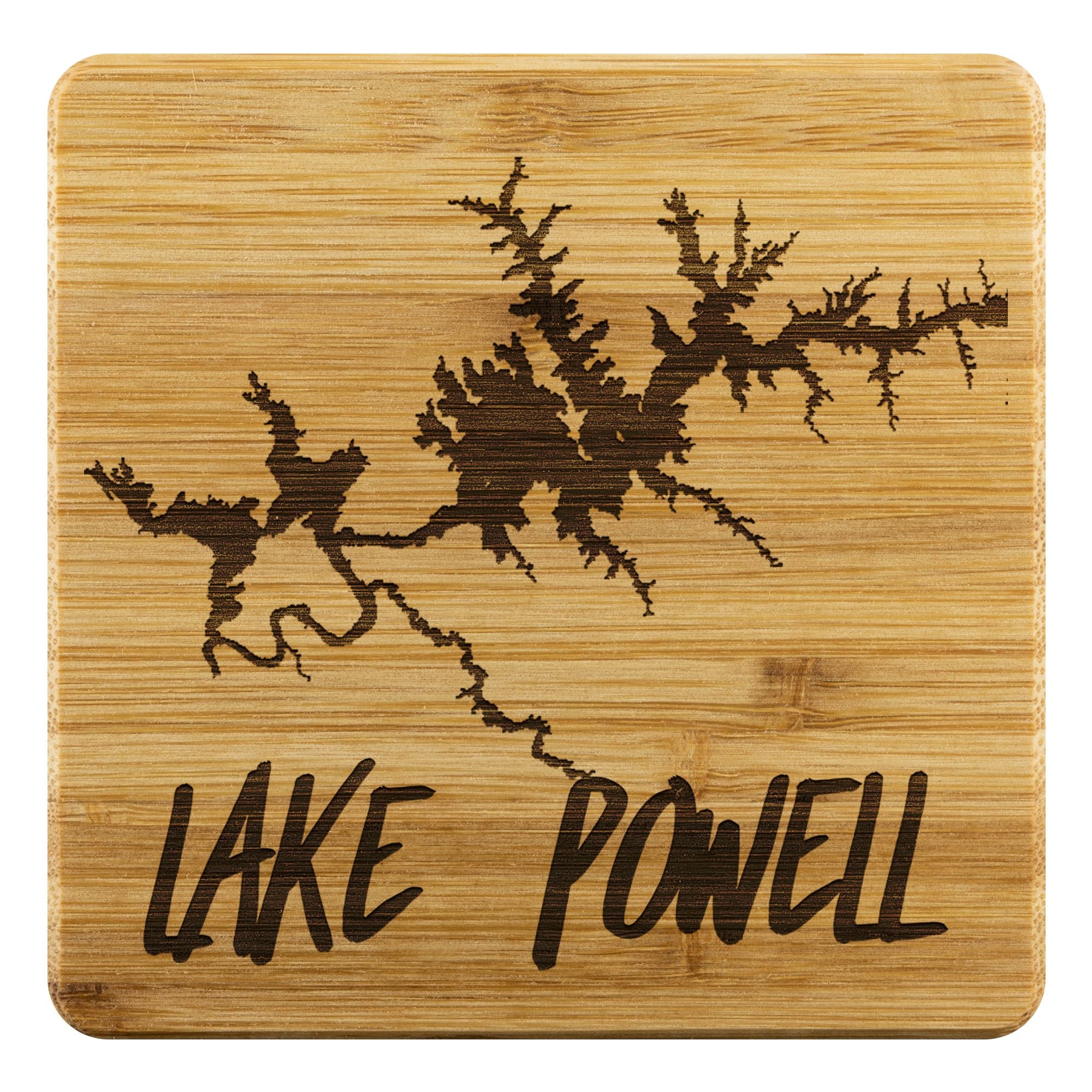 Lake Powell Bamboo Coaster | Laser Etched | 4-Pack | Lake Gift - Houseboat Kings
