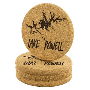 Lake Powell Cork Coaster | Laser Etched | 4-Pack | Lake Gift - Houseboat Kings