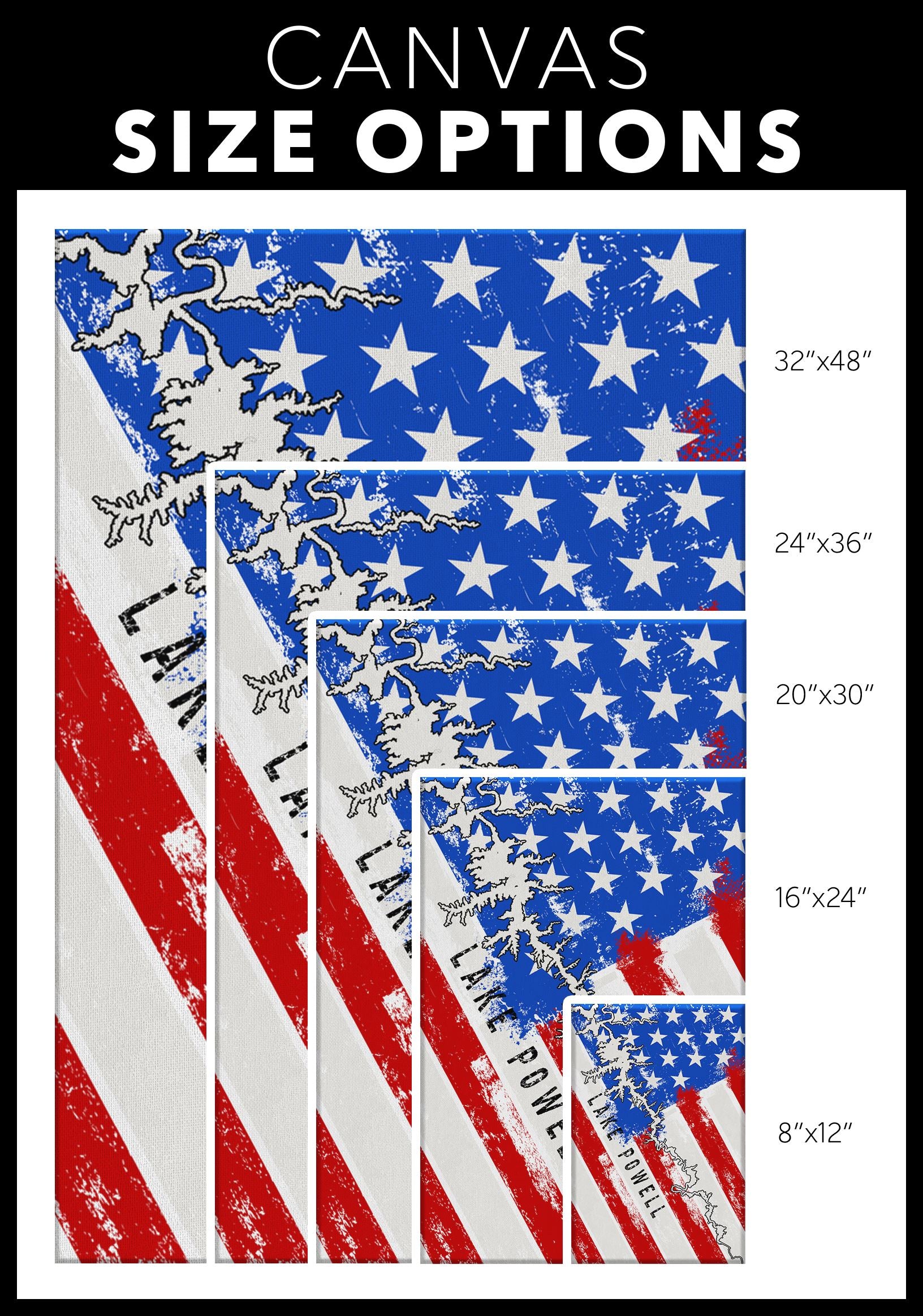 Lake Powell Distressed American Flag Canvas Wrap - Houseboat Kings